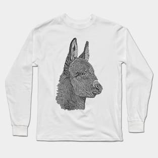 Cute donkey pencil drawing monochrome realist art Long Sleeve T-Shirt